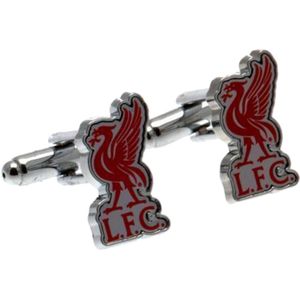 Liverpool FC Heren Officiele Liverbird Crest Manchetknopen  (Zilver/Rood)