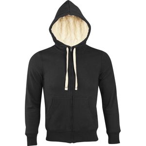 SOLS - Sherpa Unisex Zip-Up Hooded Sweatshirt - Zwart
