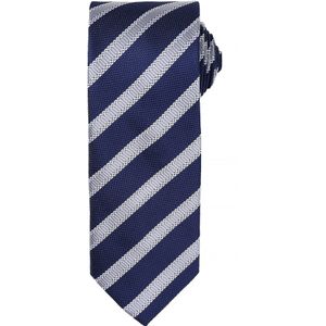 Premier Heren Wafelstrook Formele zakelijke stropdas (Marine / Zilver)