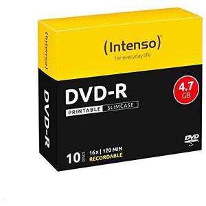 Intenso DVD-R onbewerkte afdrukken, 4,7 GB, 16 x speed, 10 stuks slim case