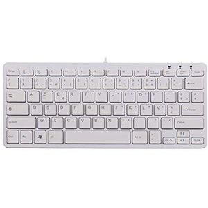 R-Go Tools Ergo Compact-Tastatur AZERTY, Compact Toetsenbord, Ultra-dun, Mini toetsenbord ergonomisch, AZERTY (FR) Layout, bedraad, wit