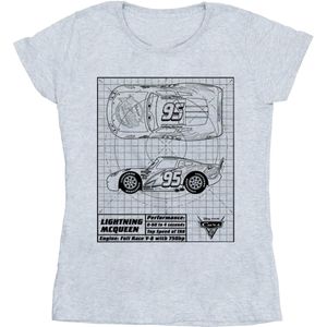 Li-cense Disney dames cars lightning mcqueen blauwdruk katoenen t-shirt