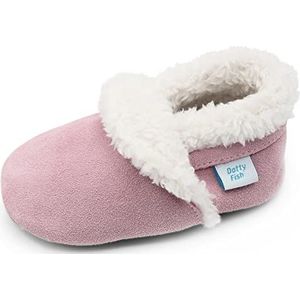 Dotty Fish - Suède Pantoffels - Roze - Warme Fleecevoering - Antislip Zool