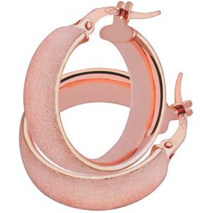 9ct roségouden matte koepelvormige hoepeloorbellen