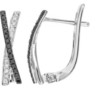 9ct witgoud 0,26 ct zwart-witte diamanten Kiss-hoepeloorbellen