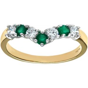 9ct geel- en witgouden damessteenset Wishbone-ring