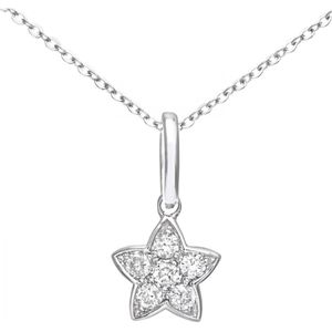 9ct witgouden diamanten sterhanger en ketting van 46 cm