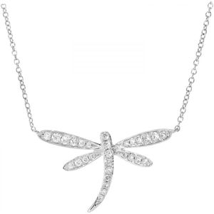 9ct witgouden 0,15 ct diamanten drakenvlieg-hangerketting met een lengte van 40,6 cm