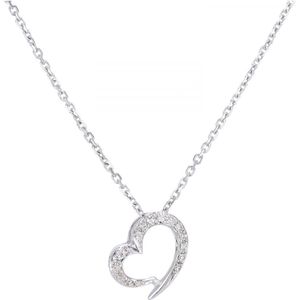 9ct witgouden diamanten ketting met liefdesharthanger