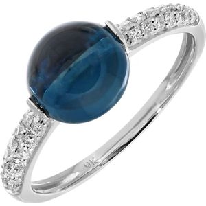 9ct witgouden diamanten en 3,15ct ronde blauwtopaasring