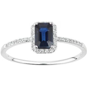 18kt witgouden saffier- en diamanten edelsteenring