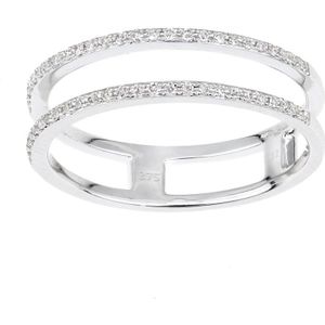 9ct witgouden ring met twee lagen diamant