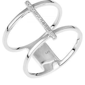 9ct witgouden dubbellaagse diamanten ring