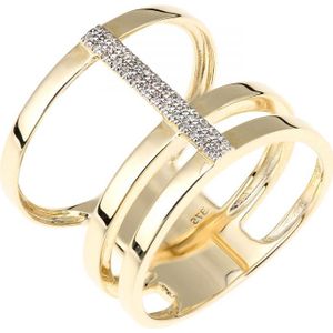 9ct geelgouden drielaagse diamanten ring