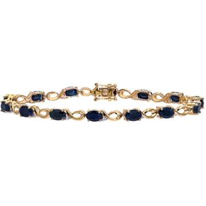 9ct geelgouden damesarmband met diamant en saffier
