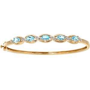 9ct geelgouden damesarmband met diamant en blauwe topaas