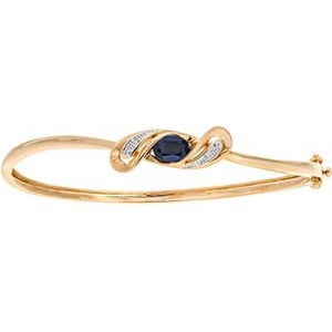 9ct geelgouden crossover-armband met diamant en saffier