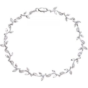 9ct witgouden 0,10ct diamanten bladschakelarmband
