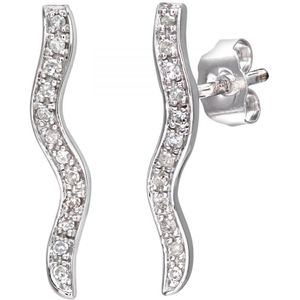 Dames 9ct witgouden diamanten oorbellen
