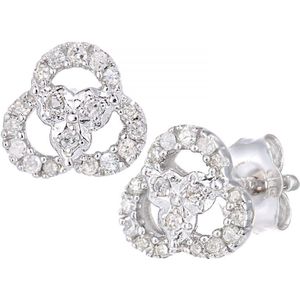 9ct witgouden diamanten oorbellen met bloemmotief