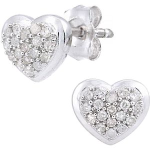 9ct witgouden diamanten set clusterhartoorbellen