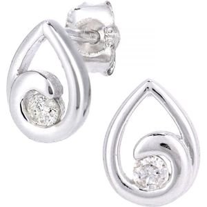 9ct witgouden diamanten druppeloorbellen