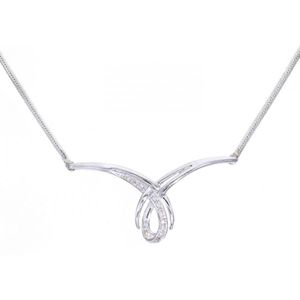 Dames 9ct witgouden fancy diamanten halsketting