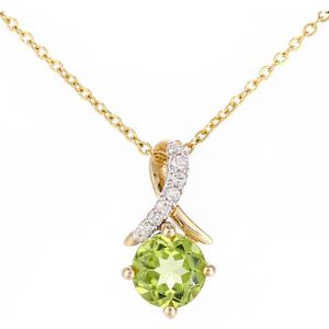 9ct geelgouden 0,55ct peridot en 0,02ct diamanten hanger