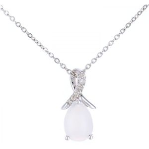 9ct witgouden 0,48ct opaal en 0,02ct diamanten hanger