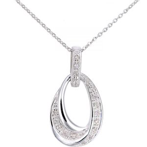 9ct witgouden diamanten traanketting met een lengte van 46 cm