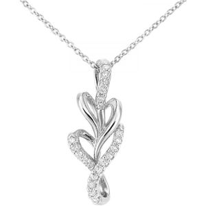 9ct witgouden diamanten bladontwerp hangerketting met een lengte van 46 cm