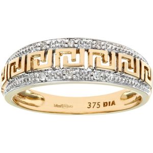 9ct geelgouden diamanten damesjurkring