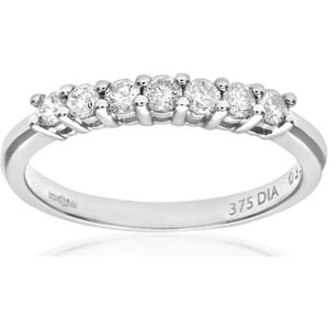9ct witgouden derde karaat diamanten klauwset eeuwigheidsring