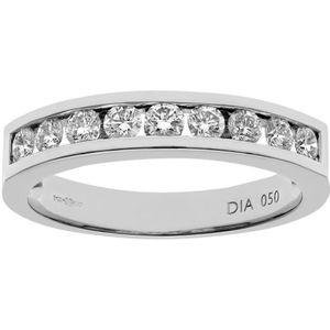 18kt witgoud gecertificeerde IJ/I halve karaat diamanten kanaalset halve eeuwigheidsring