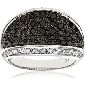 9ct witgouden eeuwigheidsring met meerdere rijen zwarte diamanten