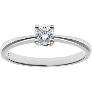 Verlovingsring, 18kt witgoud IJ/I ronde briljant gecertificeerde diamanten ring, 0,25 ct diamantgewicht