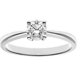 Verlovingsring, 18kt witgoud IJ/I ronde briljant gecertificeerde diamanten ring, 0,50 ct diamantgewicht