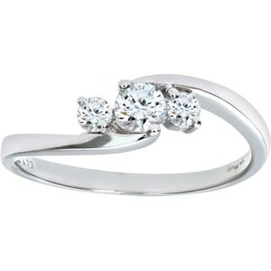 9ct witgouden diamanten damesring met drie stenen