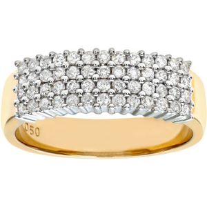 9ct geelgouden diamanten damesring