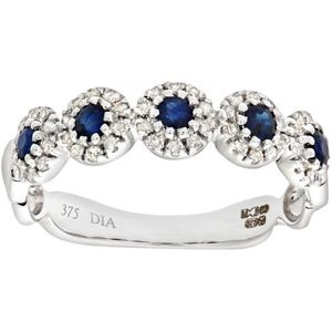 9ct witgouden diamanten en saffier eeuwigheid damesring