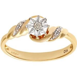 Dames 9ct witgouden diamanten accentring