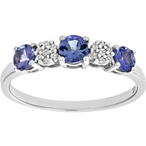 9ct witgouden tanzaniet en diamanten fancy eeuwigheidsring
