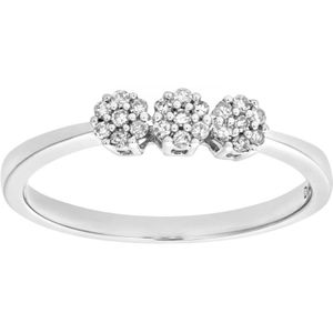 Dames 9ct witgoud 10pts Diamond Fancy Cluster Ring