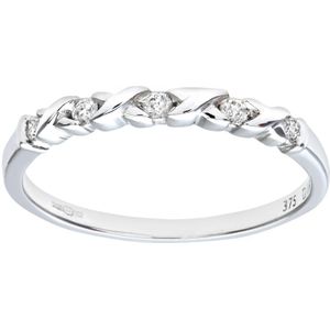 9ct witgouden 0,10 ct diamanten kus eeuwigheidsring