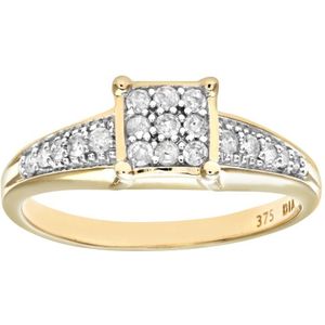 9ct geelgouden diamanten damesring