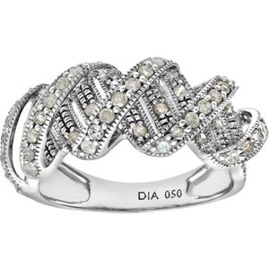 9ct witgouden 0,50ct diamanten fancy twist-ring
