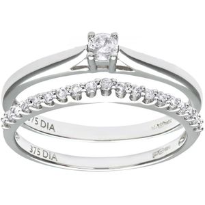 9ct witgouden 0,25 ct diamanten bruidsset Wishbone-ring