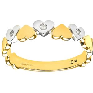 Dames 9ct geelgouden diamanten hartenring