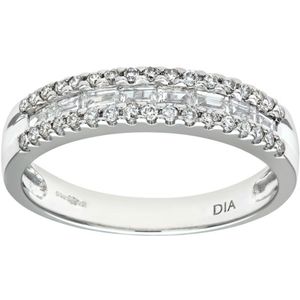 18kt witgouden kanaalset met baguette en ronde diamanten eeuwigheidsring
