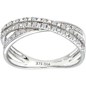 9kt witgouden 0,15 ct 2-rijige diamanten crossover-ring